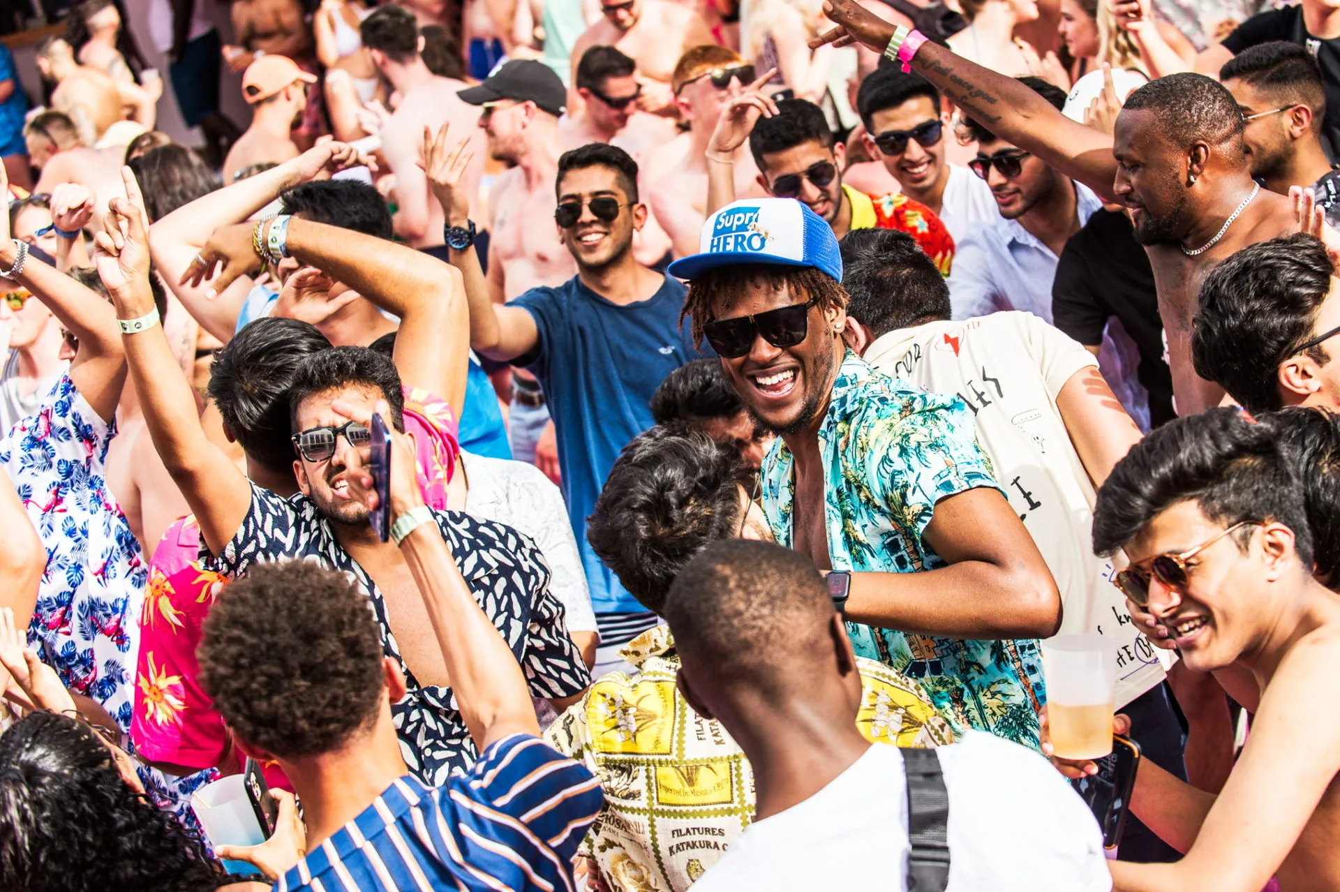 Busy dancefloor at Applebum Pool Party Ibiza Rocks 2022