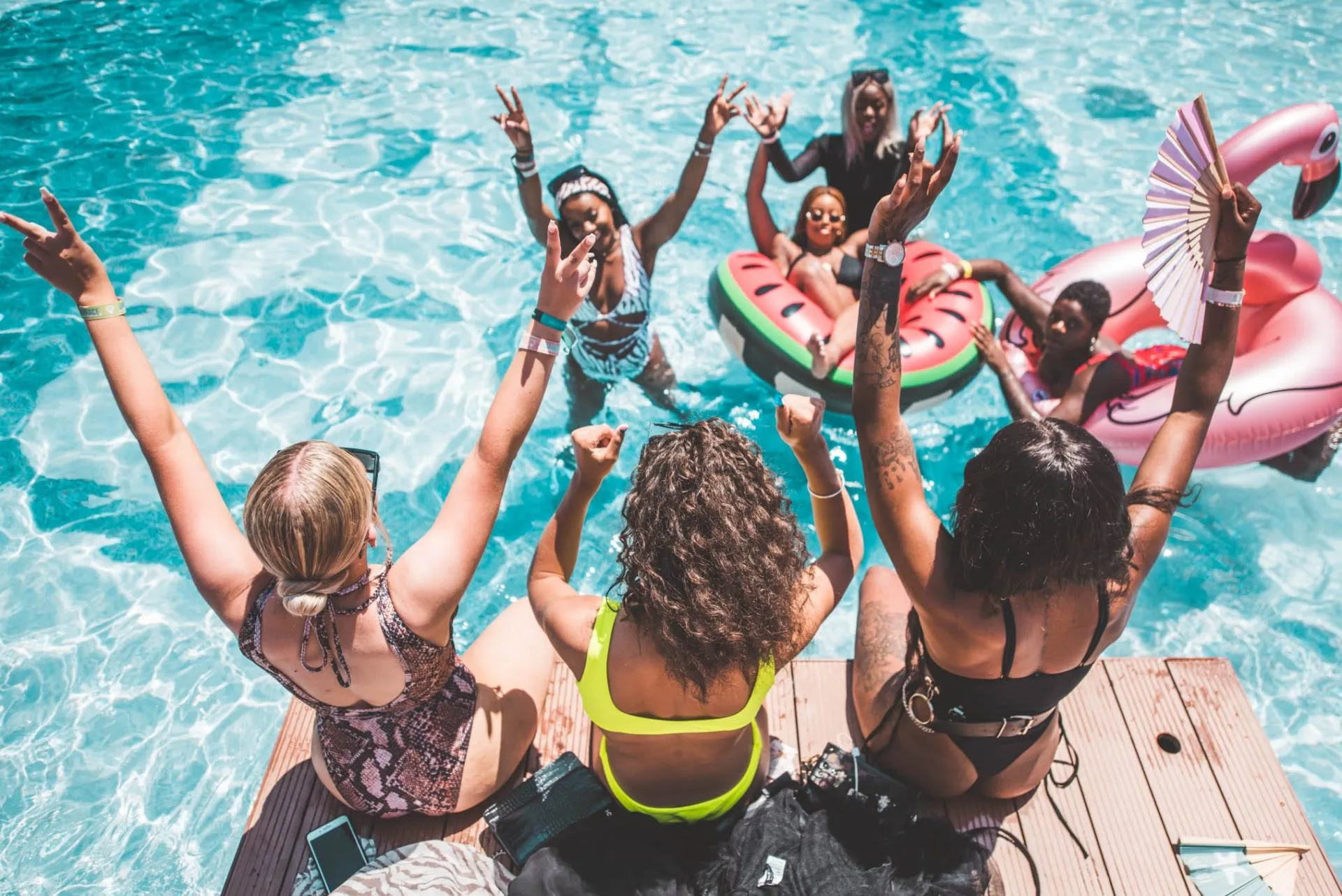 Girl Group in Pool at Applebum Pool Party, Ibiza Rocks