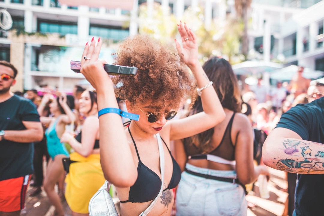 Girl dancing at Applebum Pool Party Ibiza Rocks in 2019-min