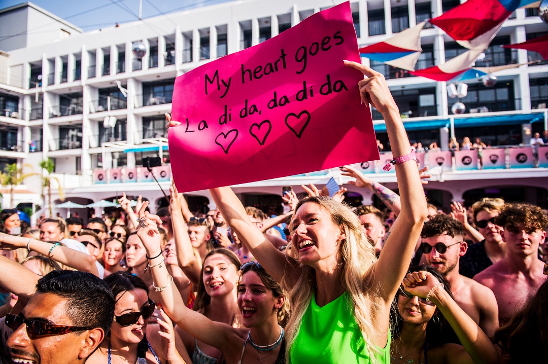 Becky Hill sign Ibiza Rocks Pool Party 2022