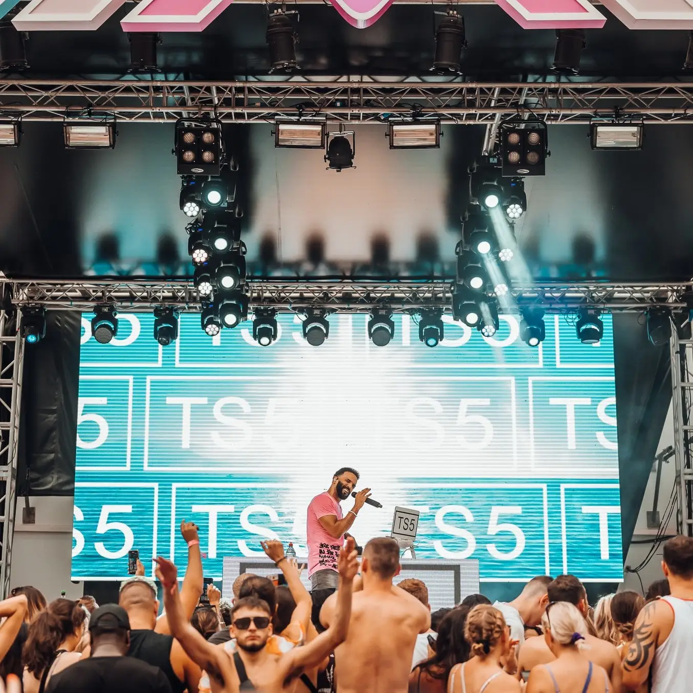Website Carousel | View from crowd of Craig David TS5 Pool Party at Ibiza Rocks Hotel 2022