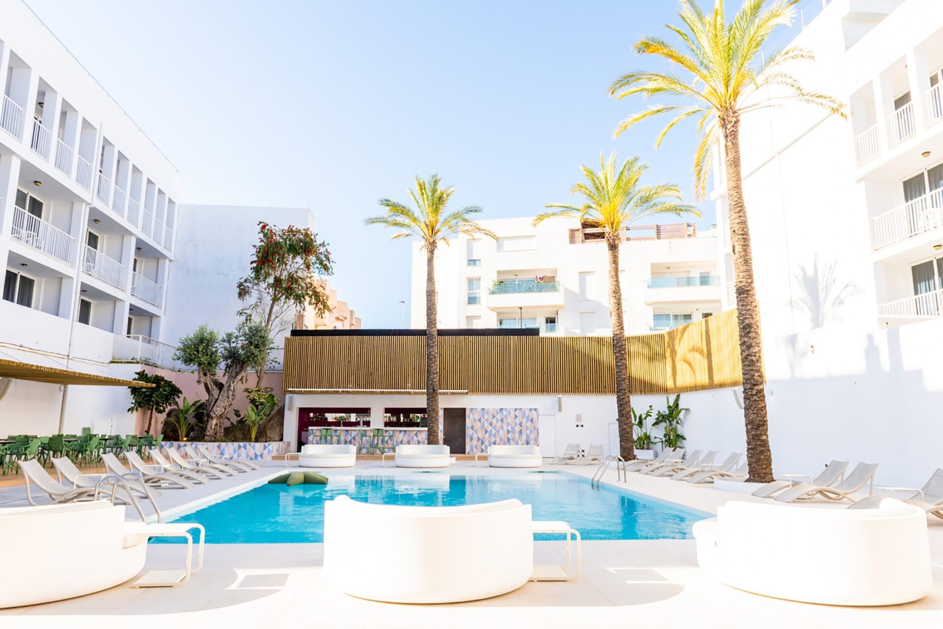 day beds and sun loungers at the chill out pool