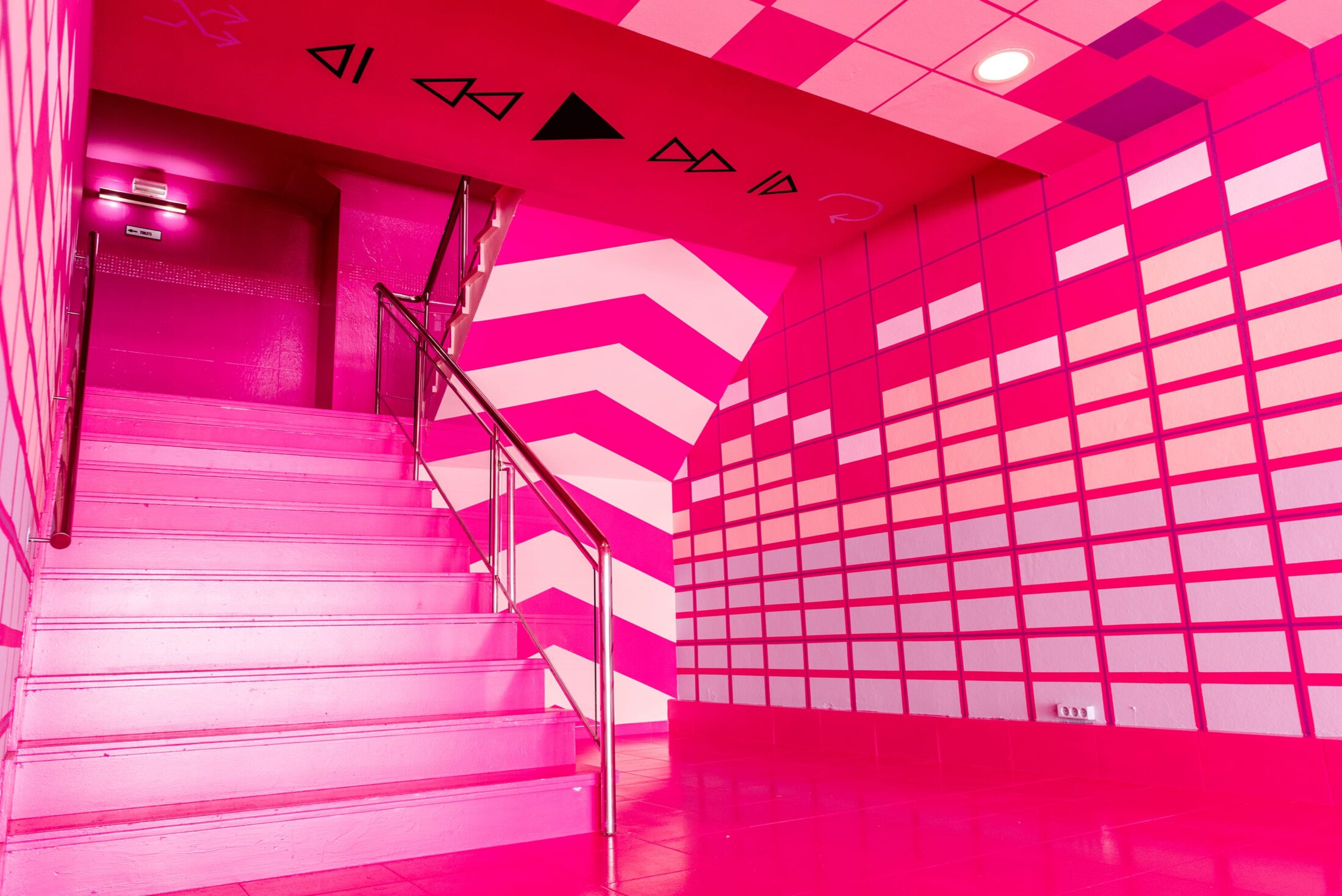 hotel venue pink stairs
