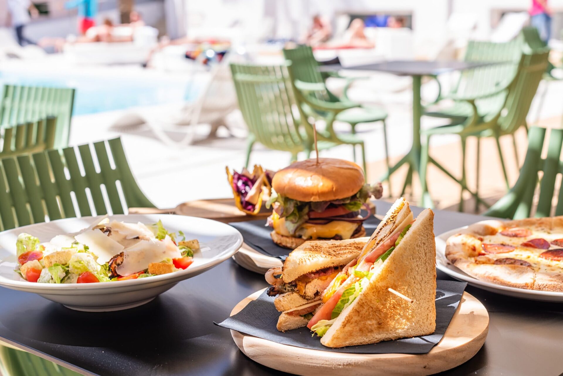 selection of classic food at the chill out pool