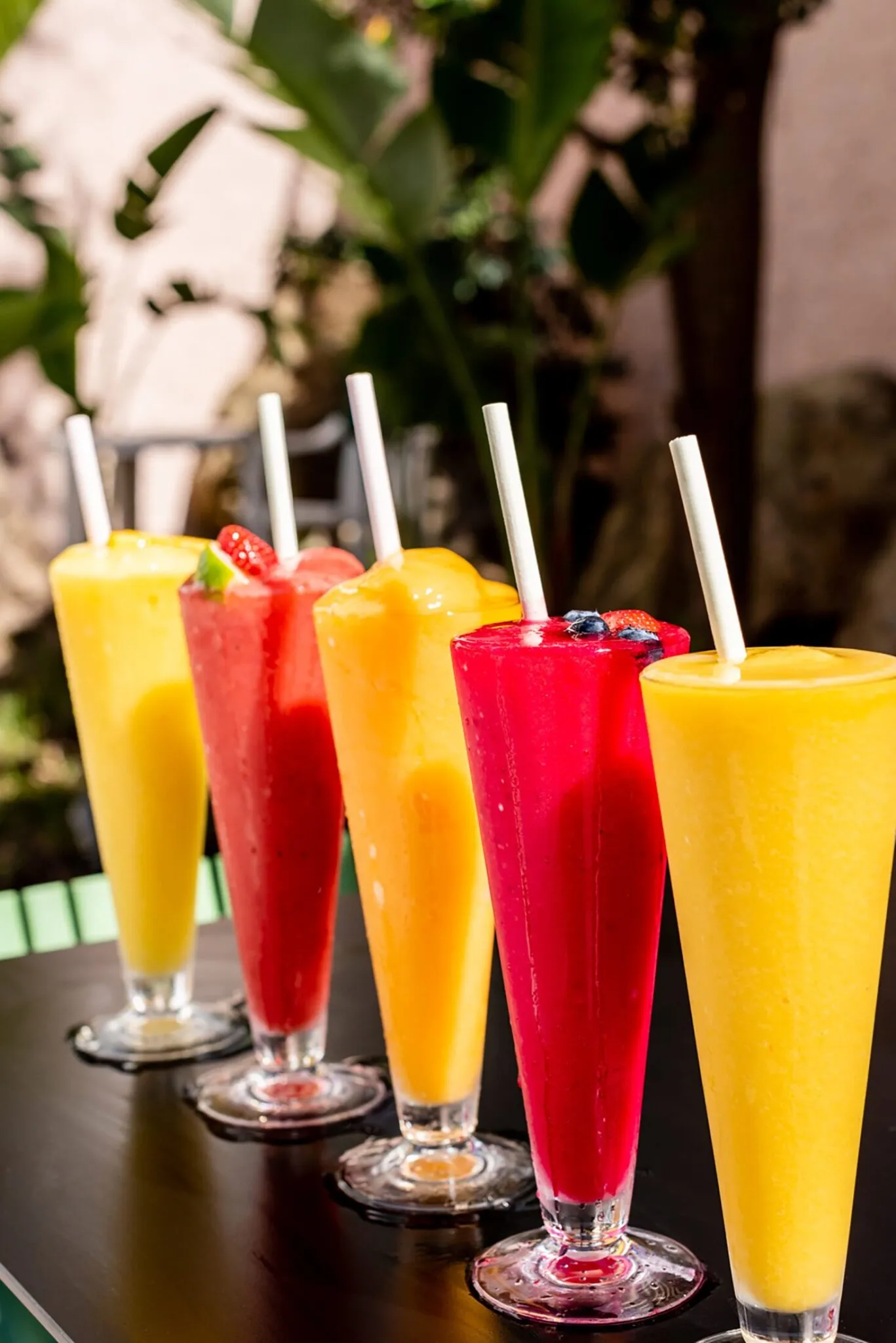 strawberry mango passionfruit mixed berry frozen daiquri cocktails at the chill out pool