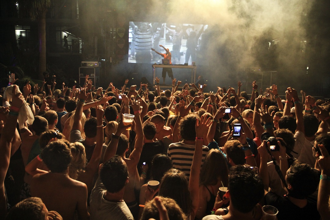 Fatboy Slim night time on stage at Ibiza Rocks (2)