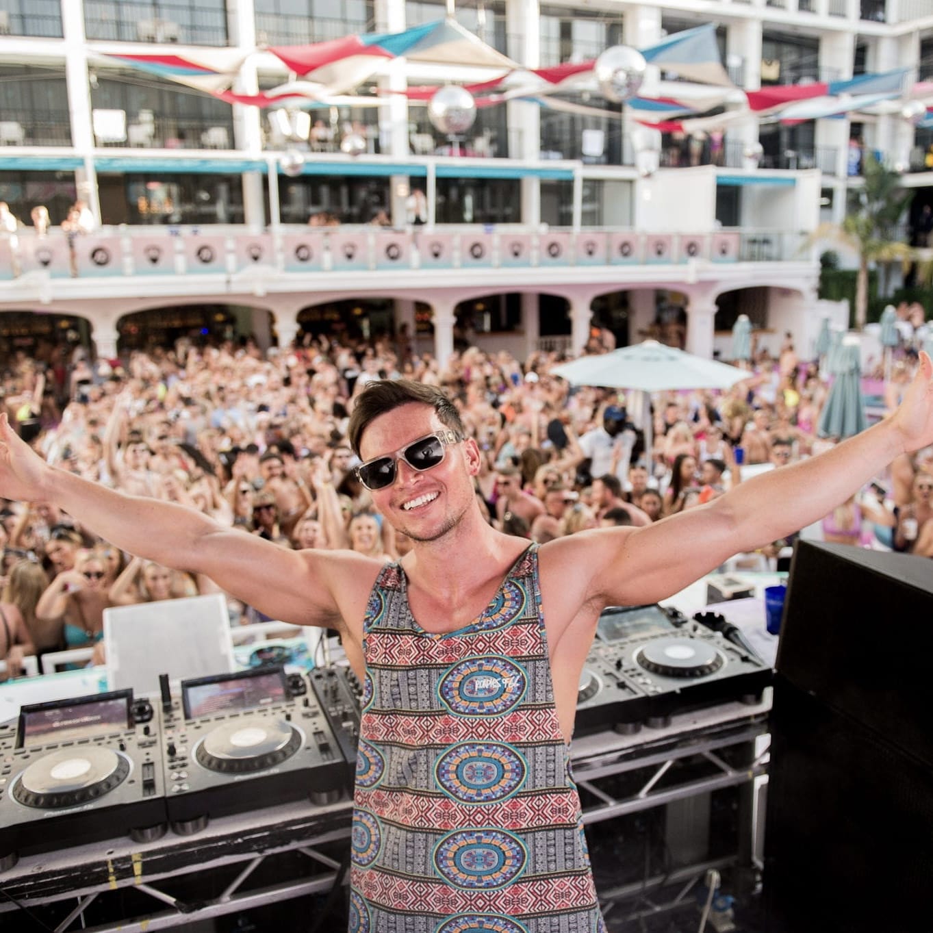 joel corry with crowd at pool party ibiza rocks hotel