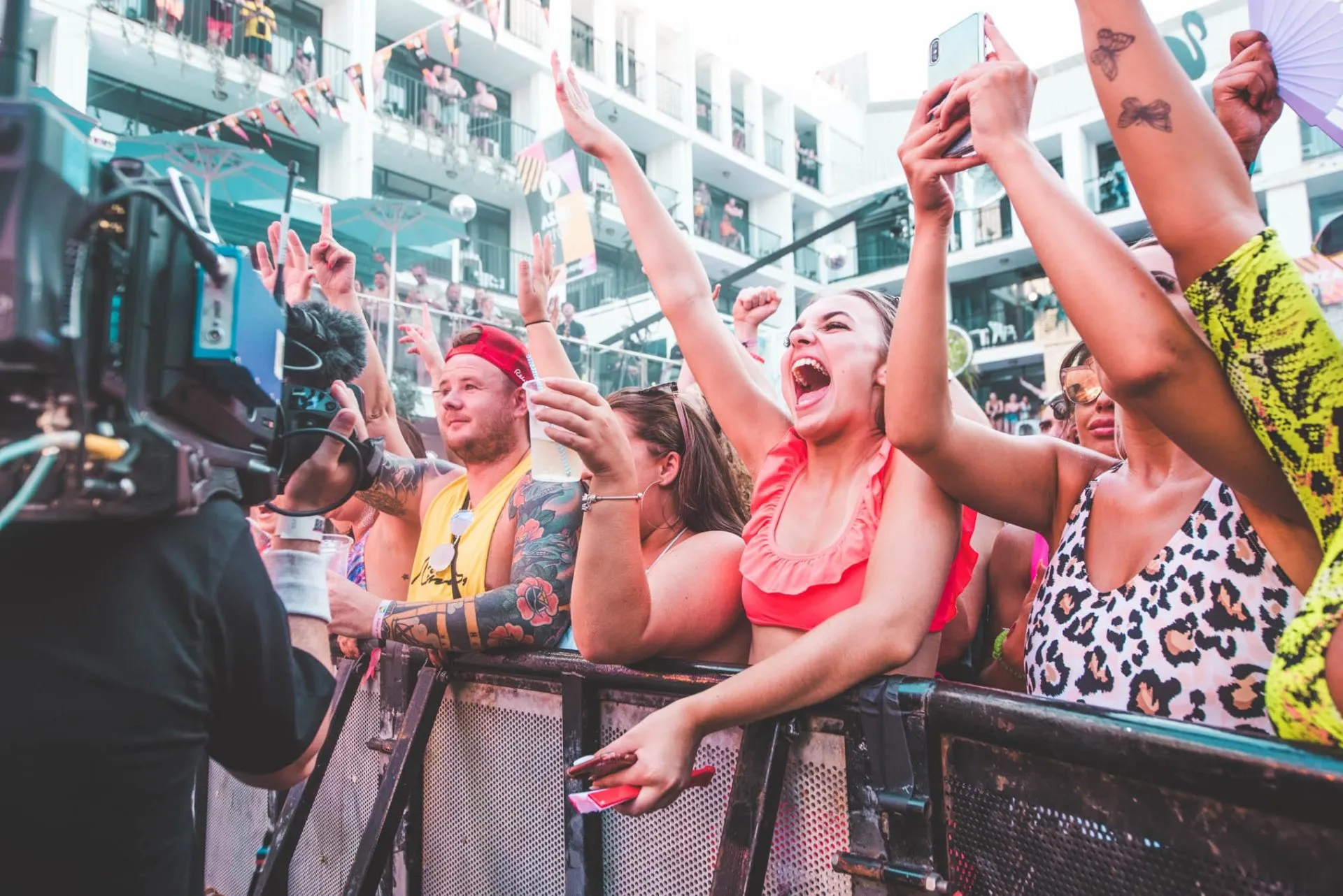 Girls in from of the crowd BBC Radio 1 Weekend 2019 Ibiza Rocks